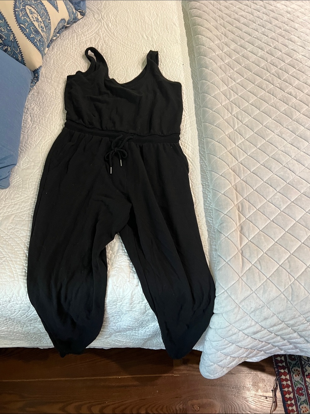 Athleta Black Sleeveless Drawstring Waist Jumpsuit
